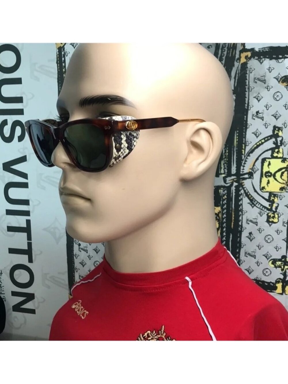 New Authentic Gucci  GG0671s 002 Tortoiseshell Sunglasses with Green Lenses